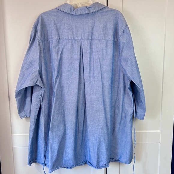 Fashion Bug Womans 4X Tunic Top Chambray Work Wear Office Casual Front Button Up - Picture 2 of 6